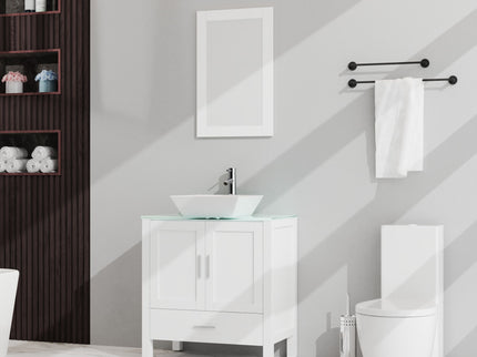 Bathroom Vanity And Sink Combo Glass Top Cabinet With Mirror