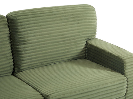 Upholstered U-Shaped Sectional Sofa With Movable Ottoman And Side Storage Pockets
