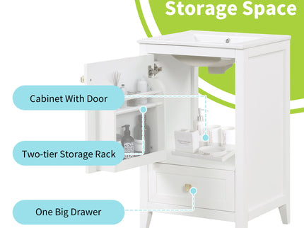 Bathroom Vanity With Sink, Soft Closing Cabinet Door, Storage Rack And Drawer