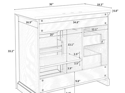 Modern Bathroom Vanity With Sink Top, 4 Drawers And 1 Soft-Close Door