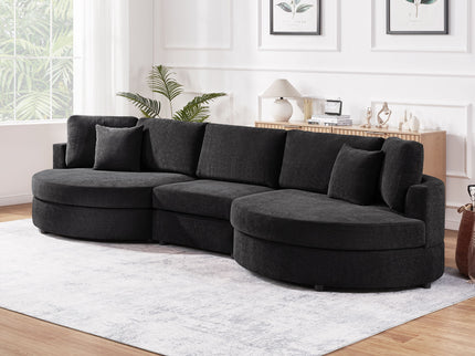 Modern 3 Seater Upholstered Sofa With Curved Design