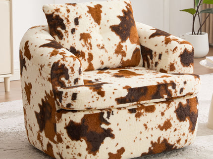 Modern Swivel Barrel Chair With Dual-Layer Cushion