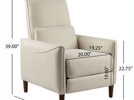 Upholstered Push Recliner Chair With Rubber Wood Legs For Living Room