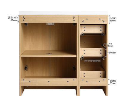 Wall Mounted Floating Bathroom Vanity With Sink, Door & Drawers Modular Cabinet