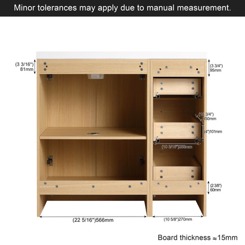 Wall Mounted Floating Bathroom Vanity With Sink, Door & Drawers Modular Cabinet