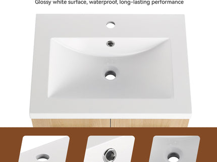 Floating Bathroom Vanity With Sink, Wall Mounted Double Door Storage