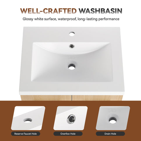 Floating Bathroom Vanity With Sink, Wall Mounted Double Door Storage