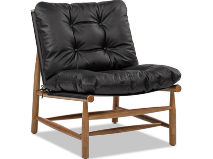 Oxford Leather Mid-Century Modern Accent Chair - Noir Black