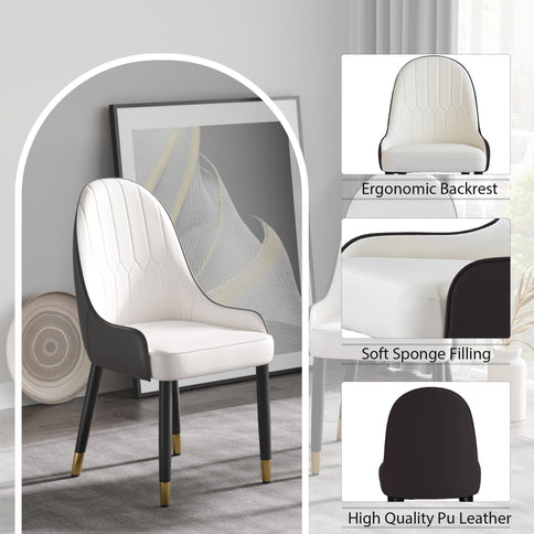Modern Sponge-Filled Dining Chair, Solid Wood Metal Legs, Suitable For Restaurants, Living Rooms And Rooms (Set of 2)
