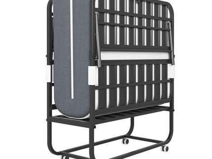 Twin Folding Bed With Memory Foam Mattress Portable Rollaway Bed Sturdy Metal Frame - Brushed Nickel