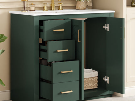 Bathroom Vanity With Sink Combo, Storage Cabinet, Freestanding Set With 3 Drawers & Soft Closing Doors
