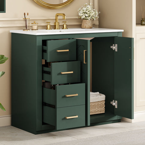 Bathroom Vanity With Sink Combo, Storage Cabinet, Freestanding Set With 3 Drawers & Soft Closing Doors