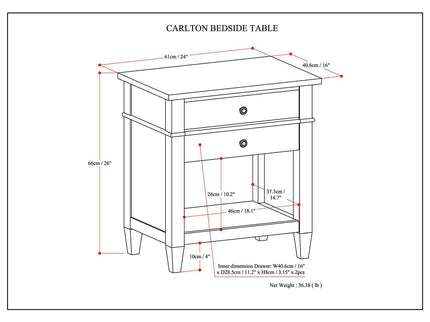 Carlton - Bedside Table - Gray