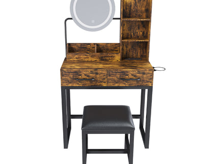 Makeup Vanity Table With LED Lights, 3 Color Options, Power Outlet