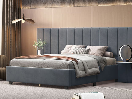 Upholstered Platform Bed With Big Headboard