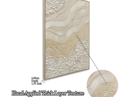 Framed Wall Art, Textured Canvas Painting With Accents, Decor For Living Room (Set of 2) - Antique White