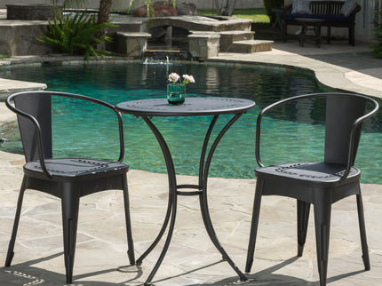 Ambrosia - 3 Piece Bistro Set With Leaf Motifs Top And Seat