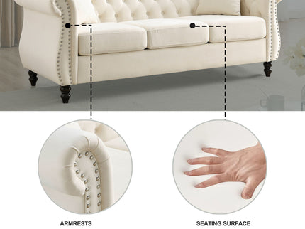 Chesterfield Sofa With Rolled Arms And Nailhead Trim