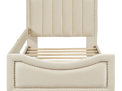 Upholstered Daybed With Classic Stripe Shaped Headboard
