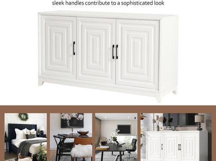 TV Stand For TVs Up To 65", Modern Entertainment Center Media Console Cabinet With 2 Spacious Storage Space, Solid Wood Legs For Living Room