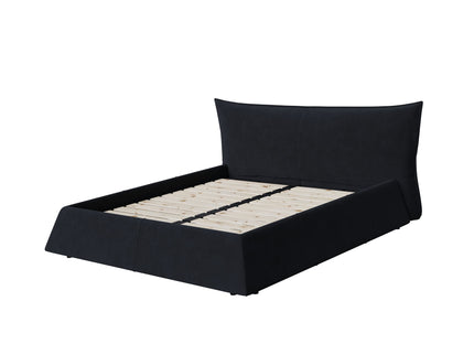 Upholstered Platform Bed With Special Shaped Headboard