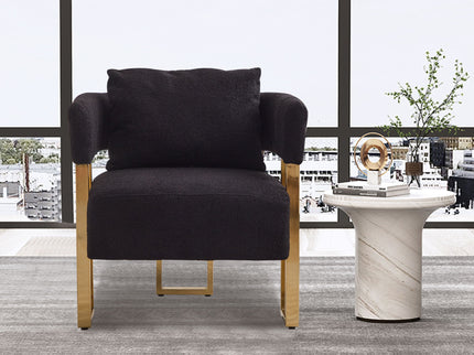 Modern Decorative Chair Teddy Fleece Upholstered And Metal Foot